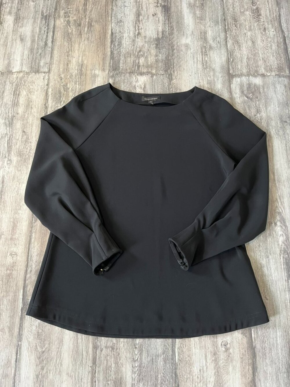 Banana Republic LS Zip Cuff Top Blouse, Black, Medium